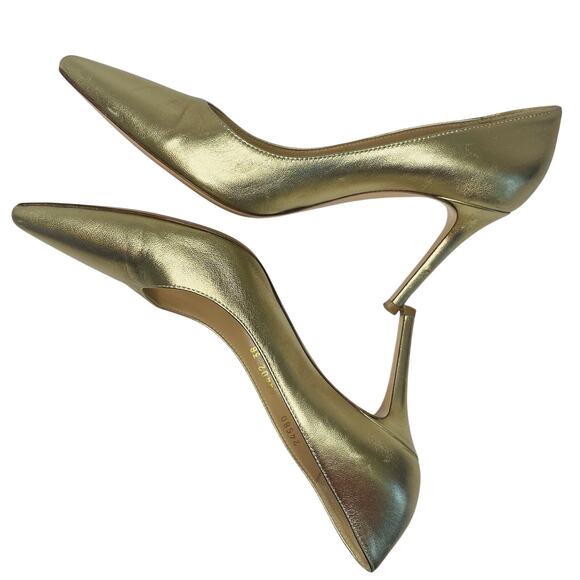 GIANVITO ROSSI Metallic Gold Pumps High Heels Leather Italy Designer EUC Size 38 - Picture 7 of 12